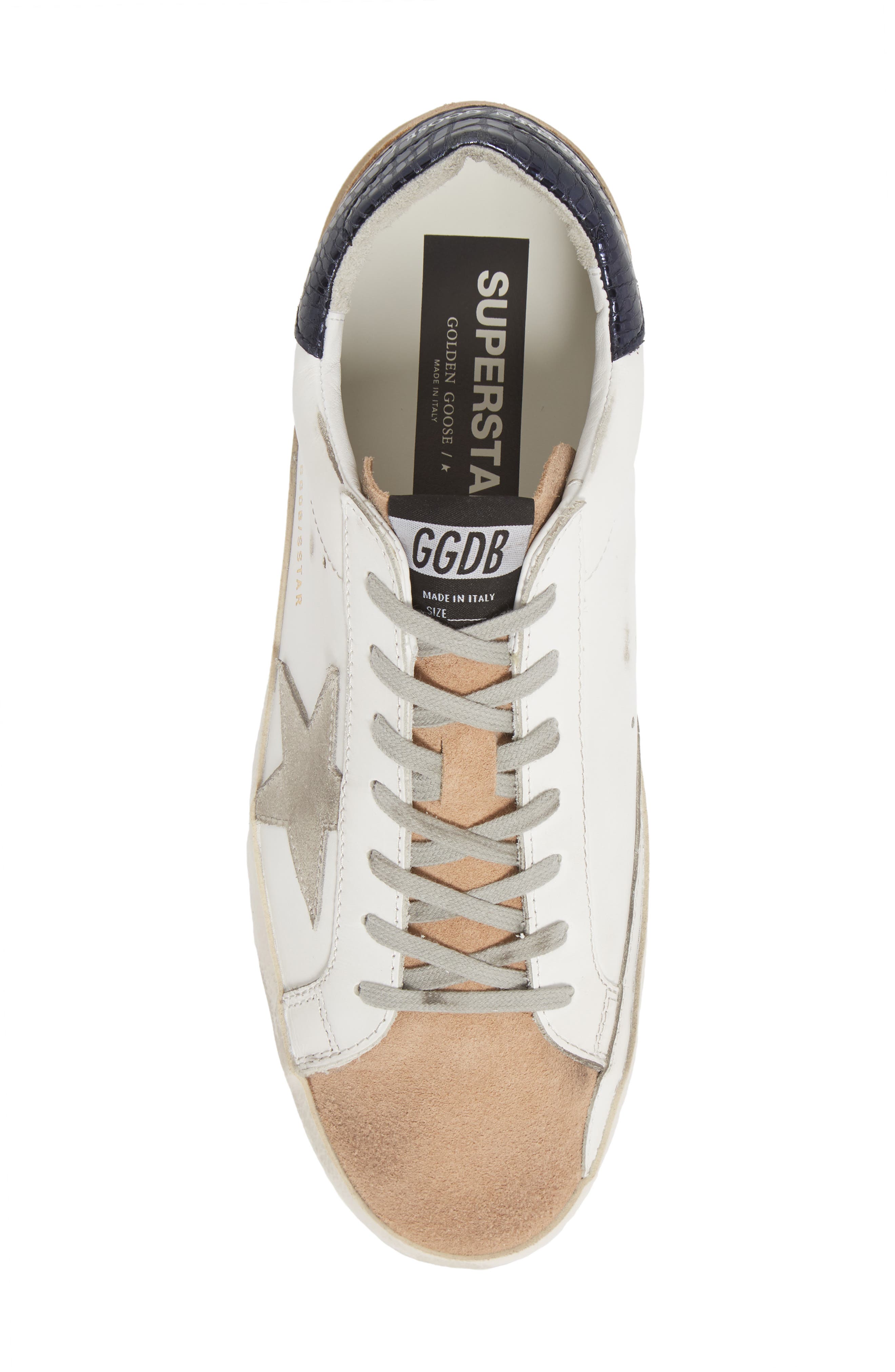 Super Star Sneaker (Nordstrom Exclusive), Alternate, color, WHITE LEATHER/ NUDE SUEDE/ ICE