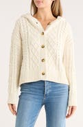 Bobeau Cable Knit Hooded Cardigan