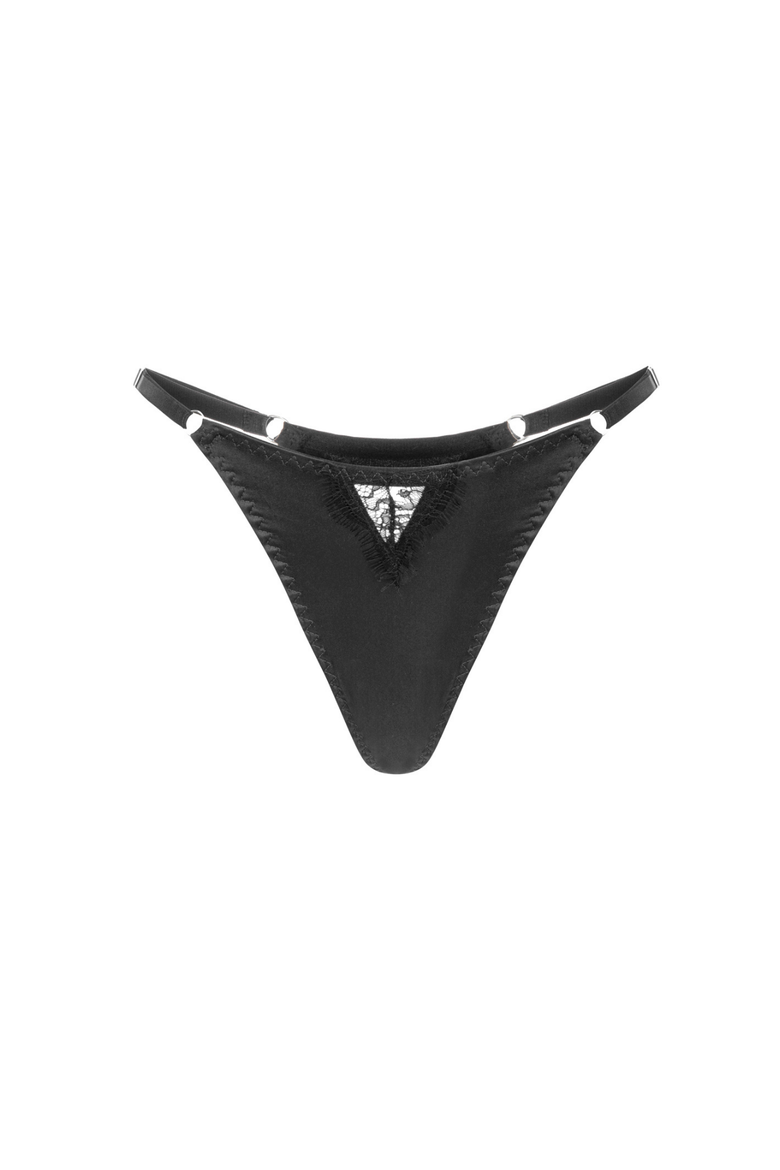Wildy Thong - Silk & Lace G-String, Alternate, color, Black