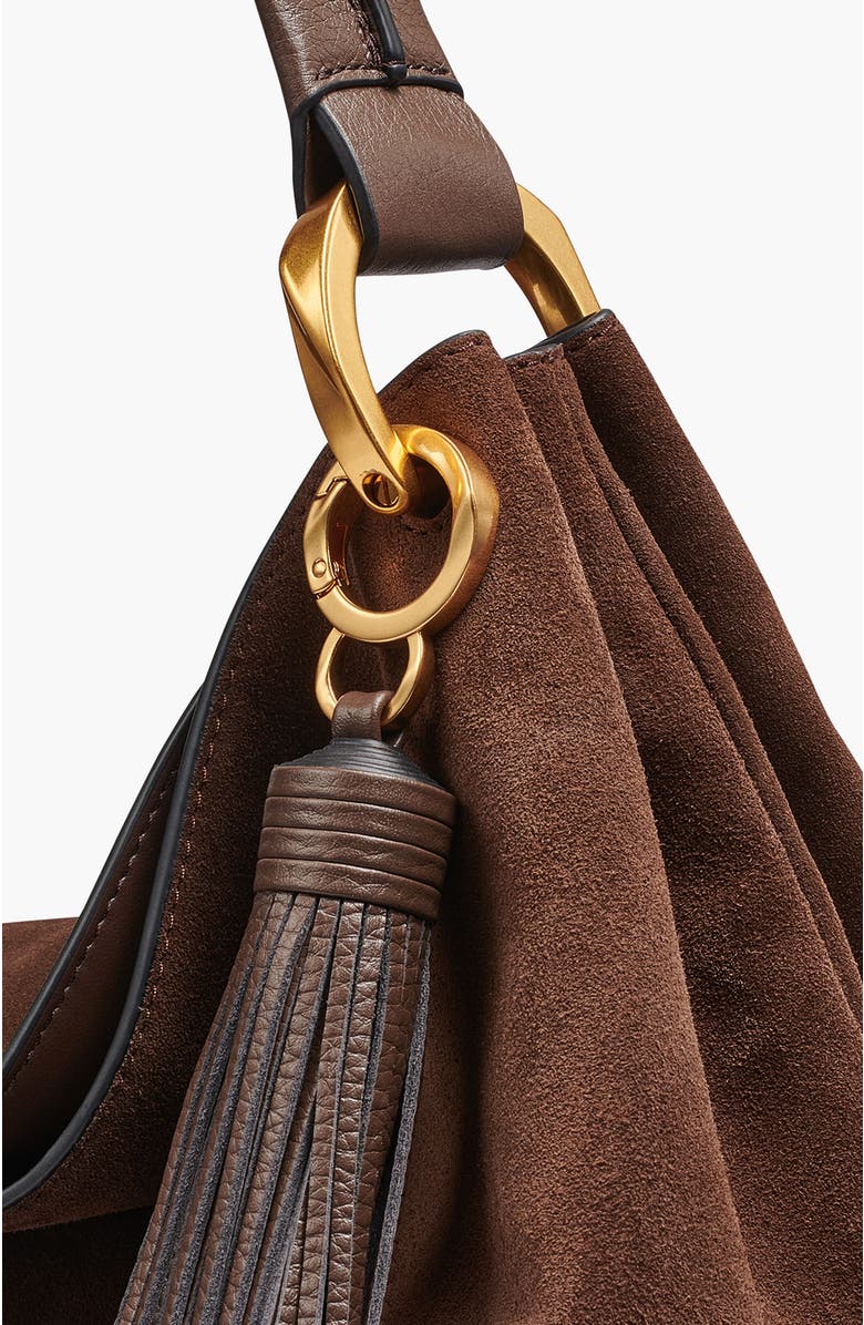 Donna Karan New York Glenwood Suede Shoulder, Alternate, color, Chocolate
