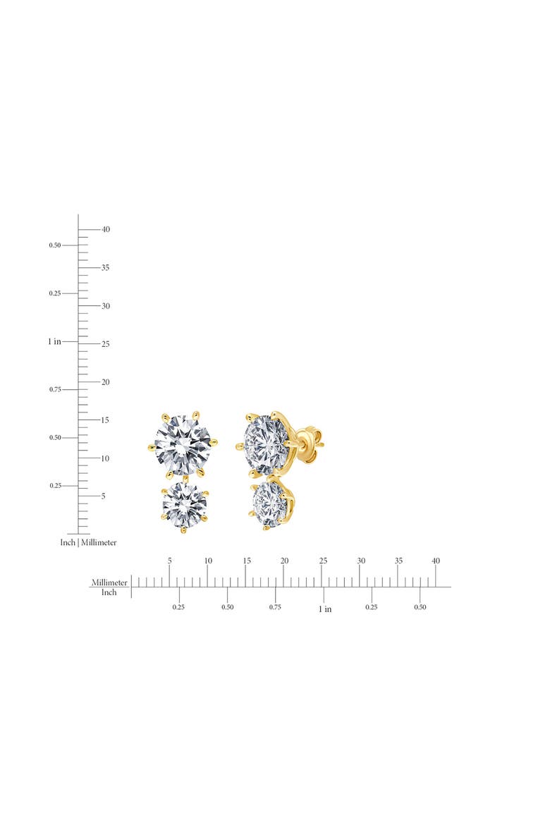 Double Cubic Zirconia Stud Earrings, Alternate, color, 18KYG/ CLEAR STONE