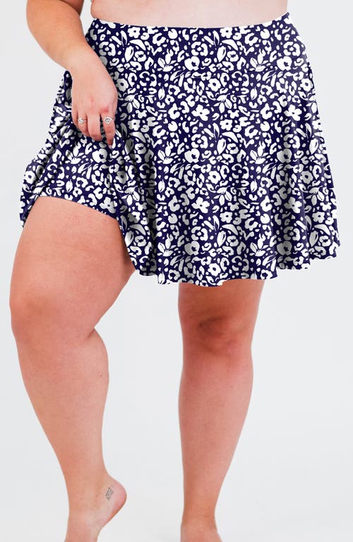 Calypsa Plus Size Flowy Swim Skirt With Shorts In Black