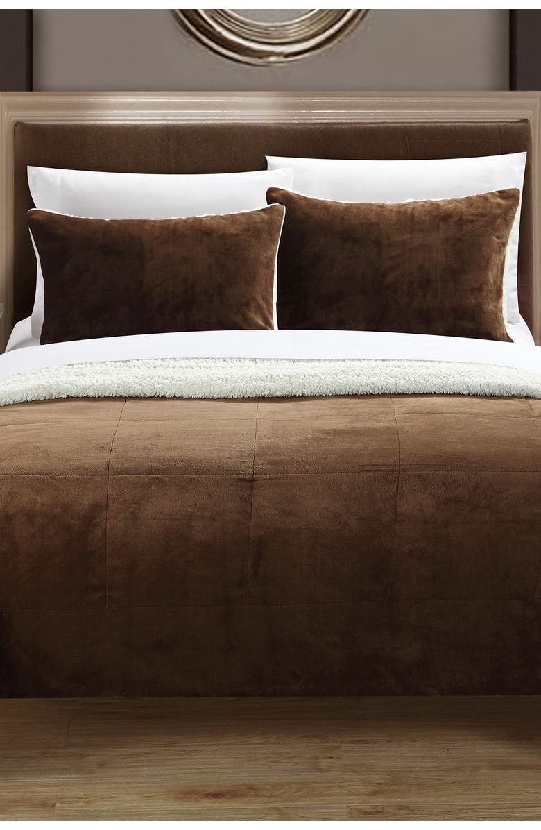 CHIC Queen Evelyn Blanket Set - Brown, Main, color,