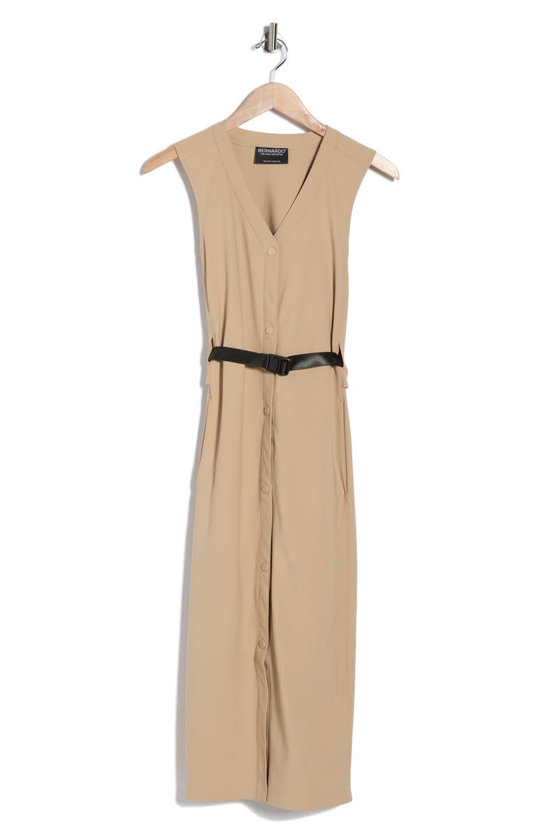 Bernardo Knit Gabardine Dress, Main, color, Tan