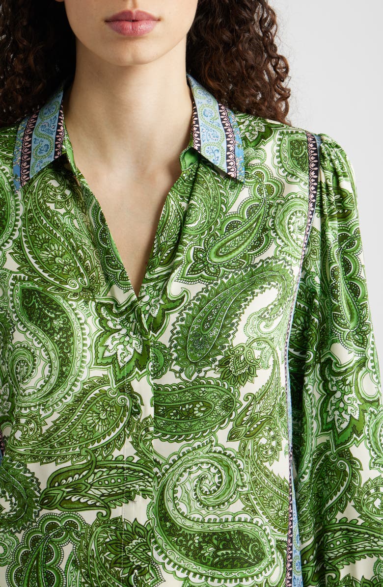 Elie Tahari The Olivia Regent Paisley Stretch Silk Button-Up Shirt, Alternate, color,