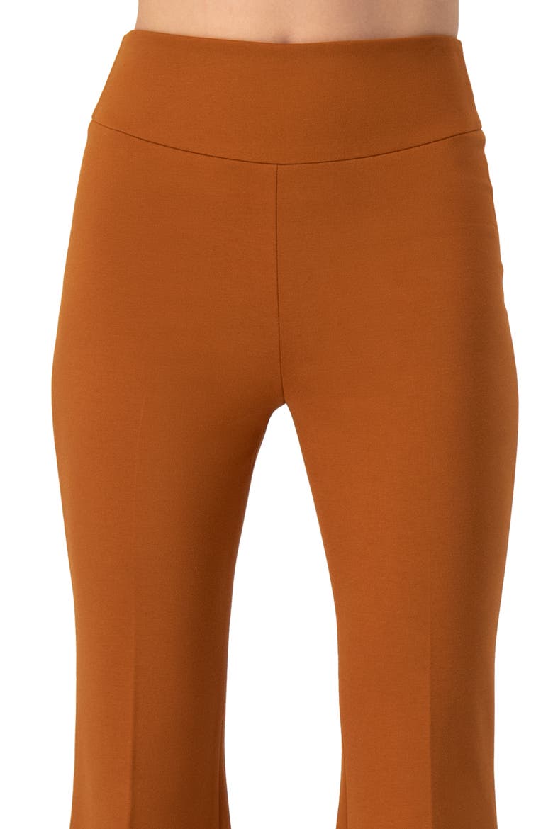 Flared Trousers with Wide Waistband, Alternate, color, Brown