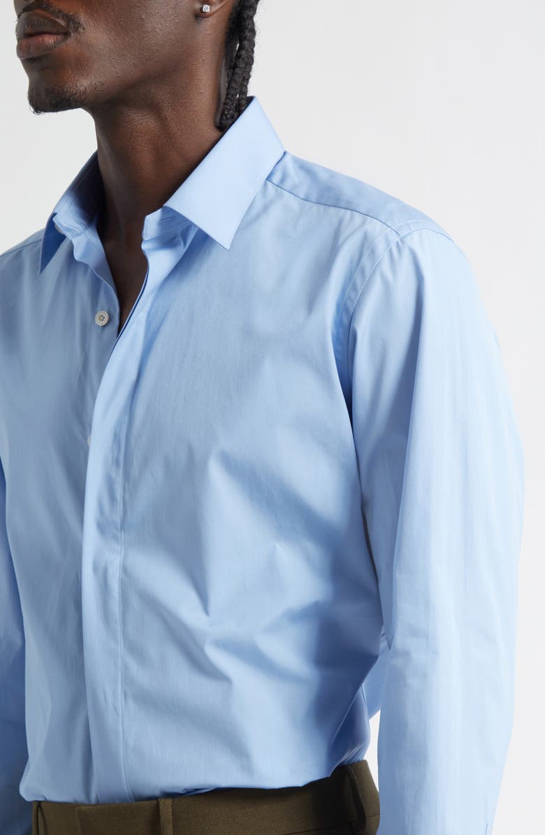 TOM FORD Cotton Poplin Button-Up Shirt, Alternate, color, Pale Sky