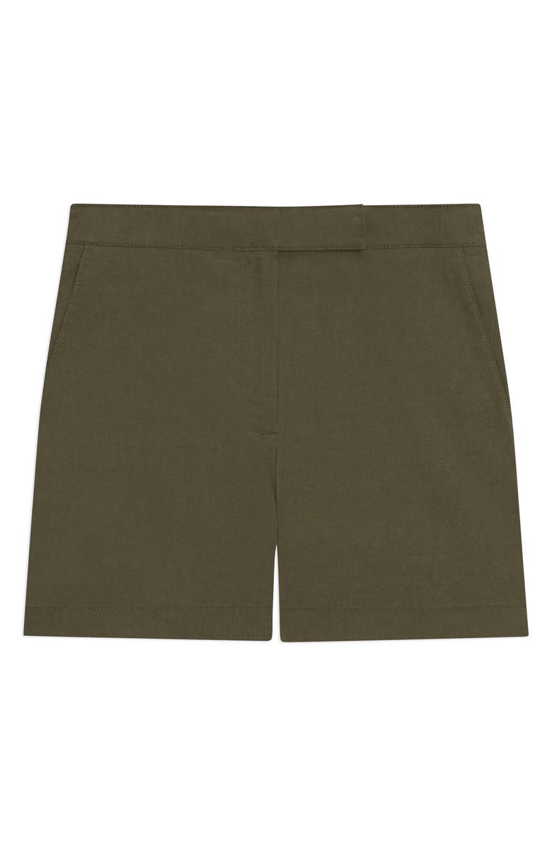 Theory Good Tab Waist Linen Blend Shorts, Alternate, color, Dark Olive