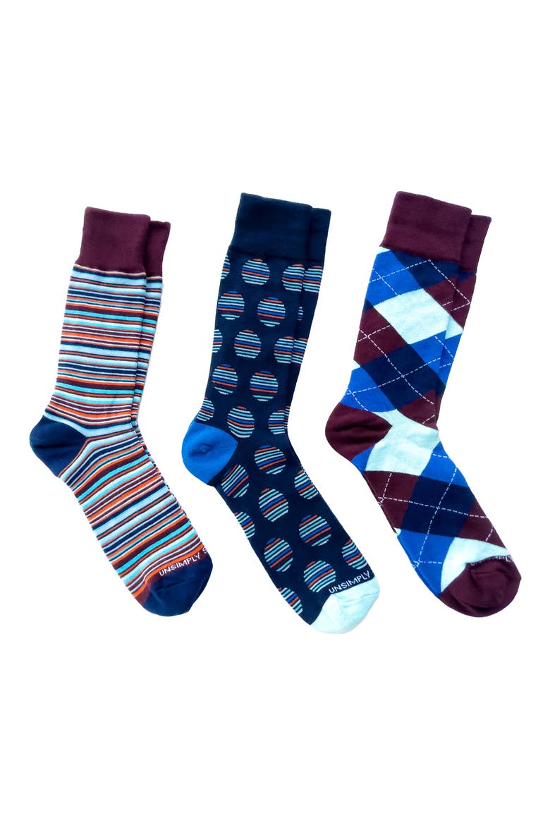 Assorted 3-Pack Crew Socks, Main, color, MULTI COLOR