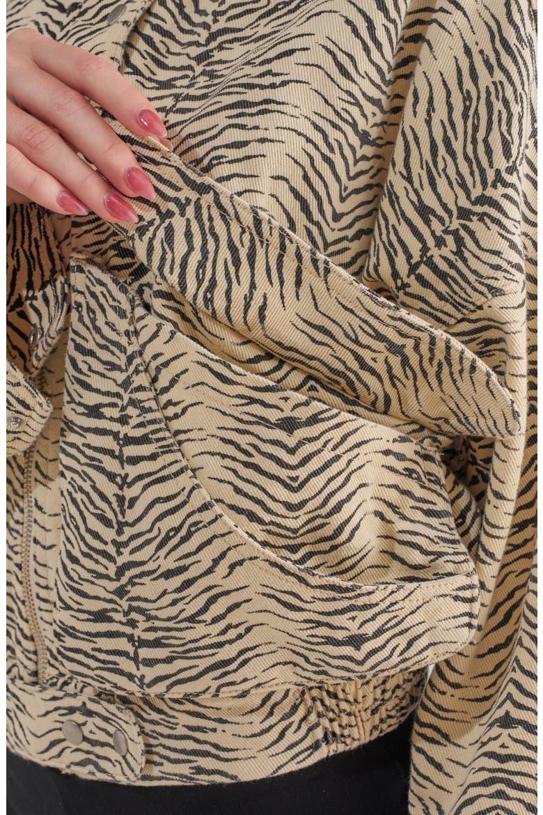 Ottoline Zebra Bomber Jacket, Alternate, color, WHITE BLACK
