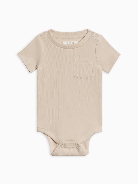 Organic Cotton Dana Ribbed Short Sleeve Pocket Bodysuit (Baby)