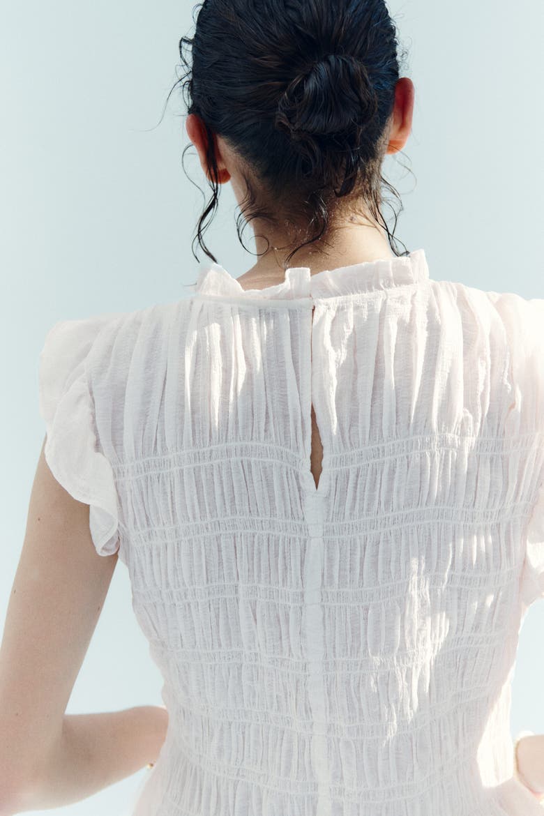 Smocked Peplum Top, Alternate, color, White