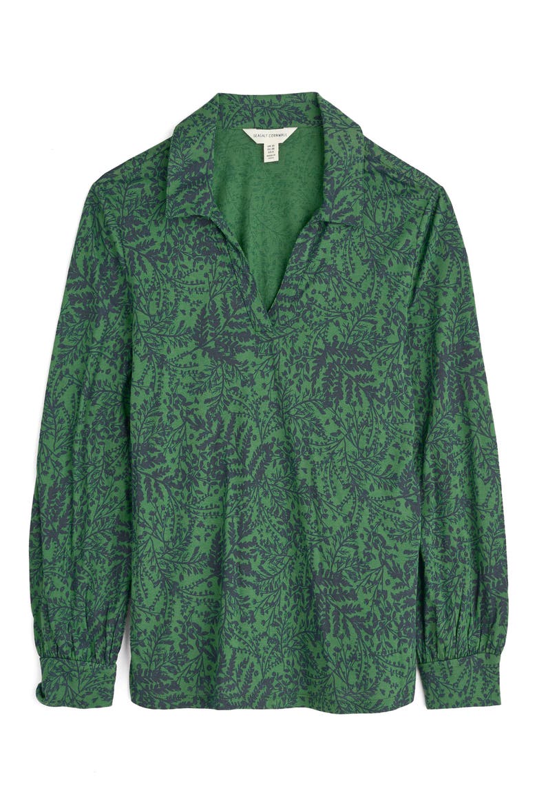 Misty Sky Branch Print Popover Top, Alternate, color, PRESSED FERN EVERGREEN