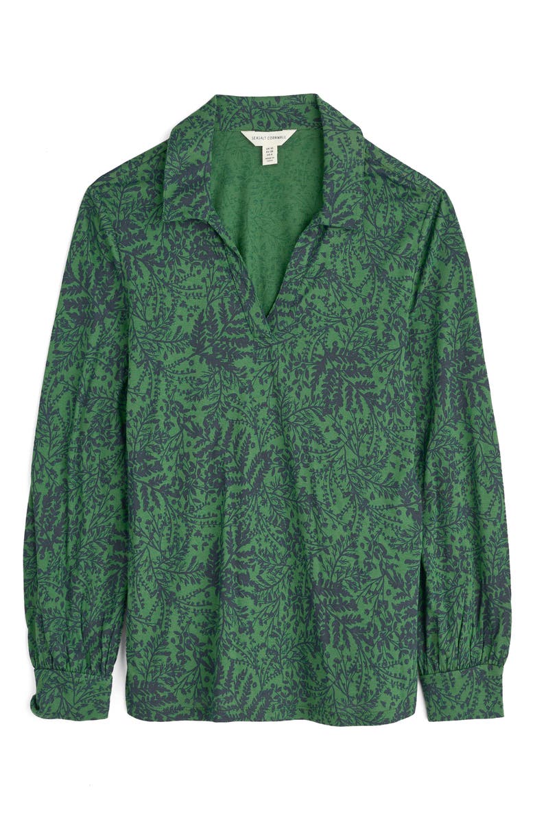Seasalt Cornwall Misty Sky Branch Print Popover Top, Alternate, color, Pressed Fern Evergreen