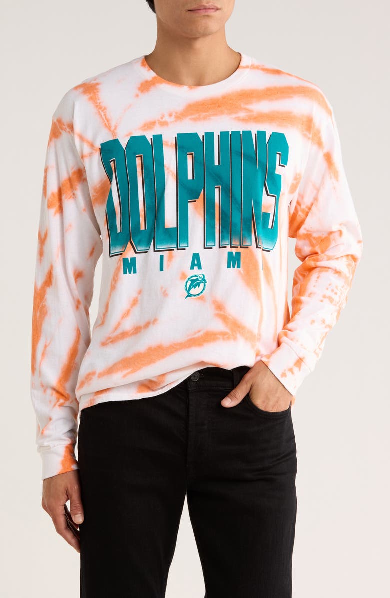 Junk Food NFL Dolphins Game Time Cotton Graphic T-Shirt, Main, color, Orange Tie-Dye