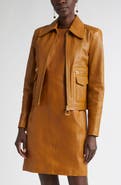 ST. JOHN Kristen Washed Leather Crop Jacket