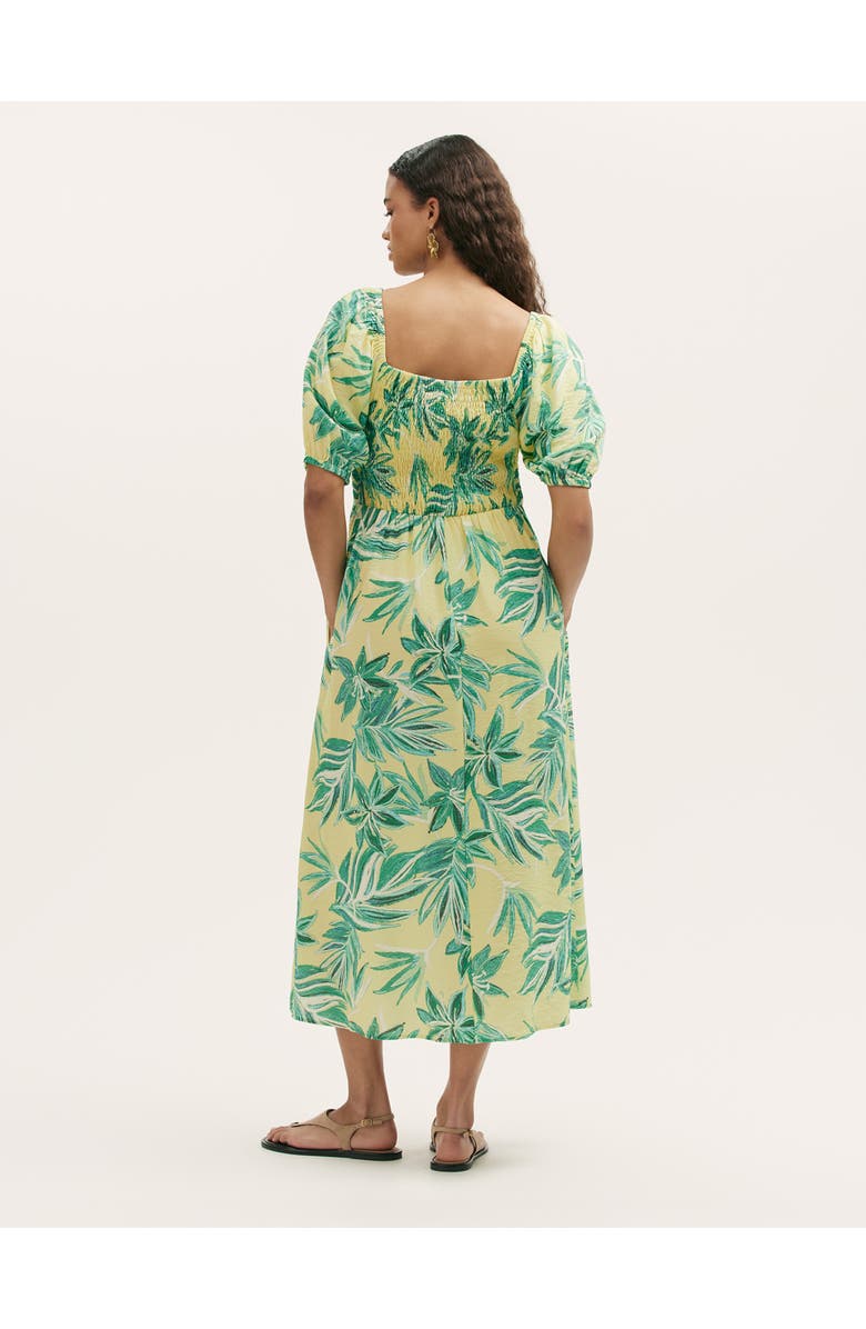 Finery London Enzo Short Sleeve Floral Midi Dress, Alternate, color, Lime Tropical Bloom