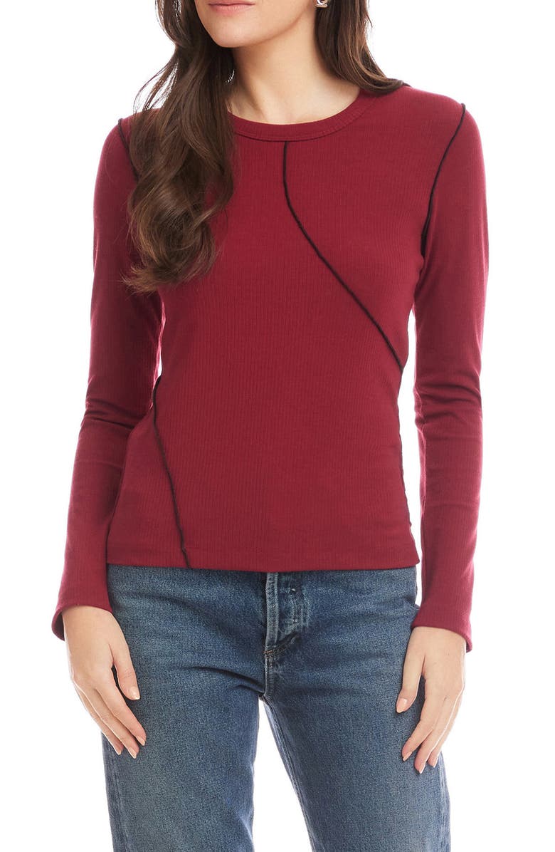 FIFTEEN TWENTY Elissa Rib Top, Main, color, Brick