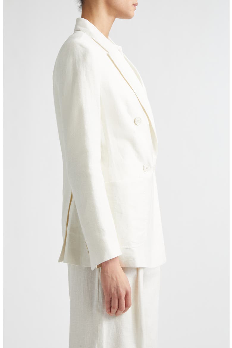 Double Breasted Linen Blend Blazer, Alternate, color, 00 IVORY