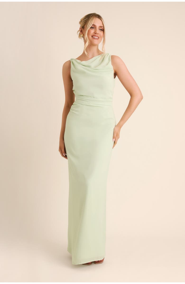 Six Stories Twist Asym Chiffon Bridesmaid Dress, Main, color, Mint Green