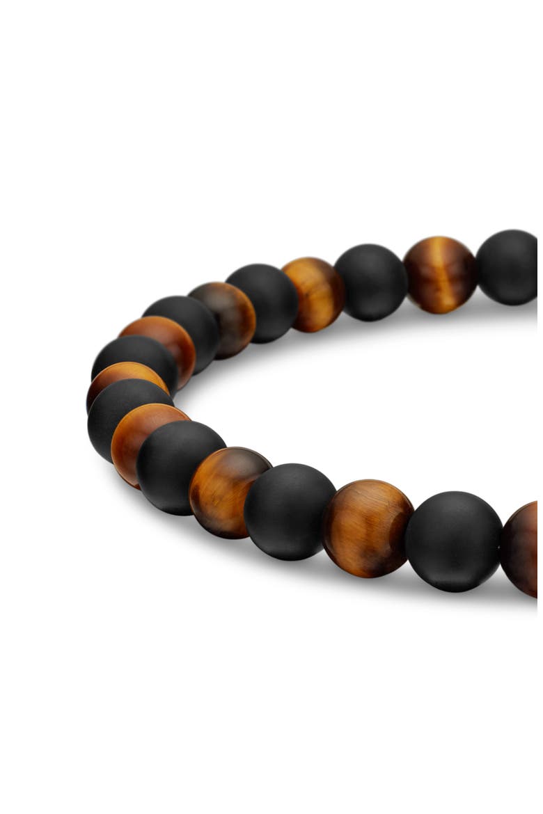 Men's Alternating Stone Beaded Bracelet, Alternate, color, SILVER