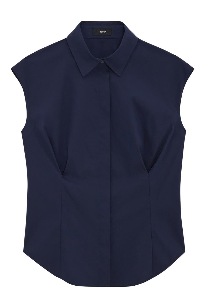 Cap Sleeve Button-Up Shirt, Alternate, color, NEW NAVY