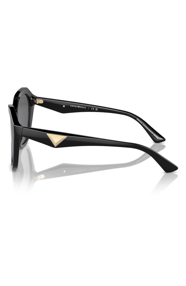 Emporio Armani 56mm Irregular Sunglasses, Alternate, color, Shiny Black / Dark Grey