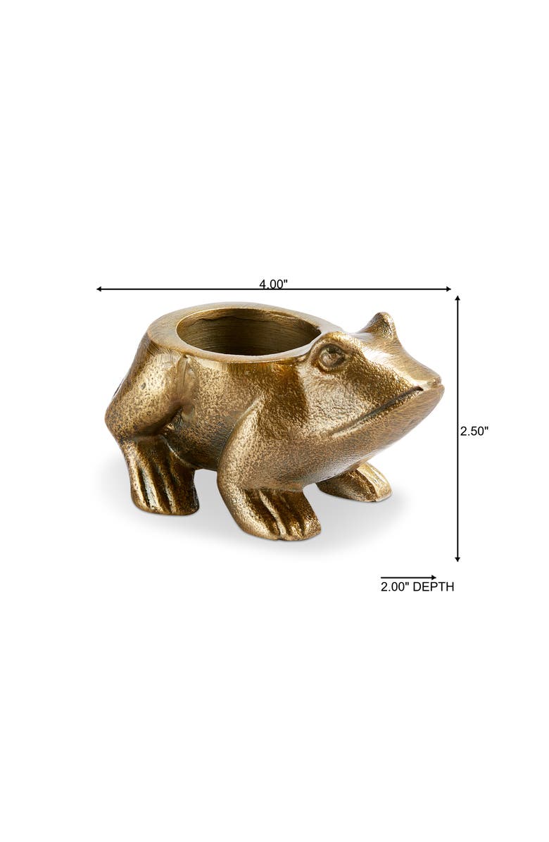 tag Garden Frog Tealight Antique Brass Aluminum Spring, Alternate, color, Gold