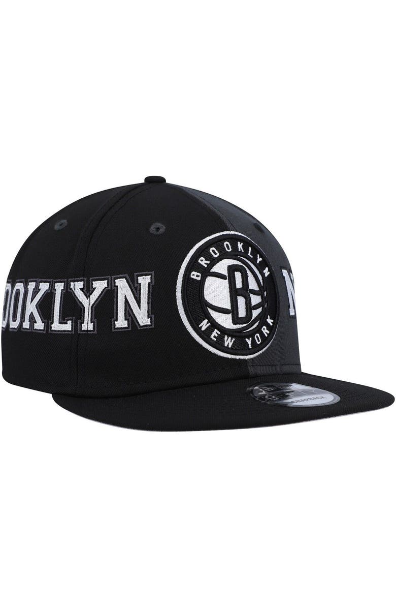 New Era Men's New Era Black Brooklyn Nets Team Split 9FIFTY Snapback Hat, Alternate, color, 