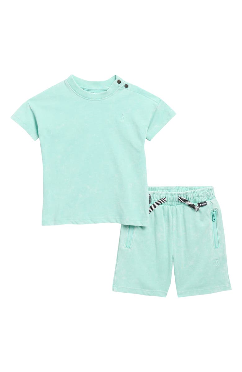 Volcom Acid Wash T-Shirt & Shorts Set, Main, color, Sea Spray