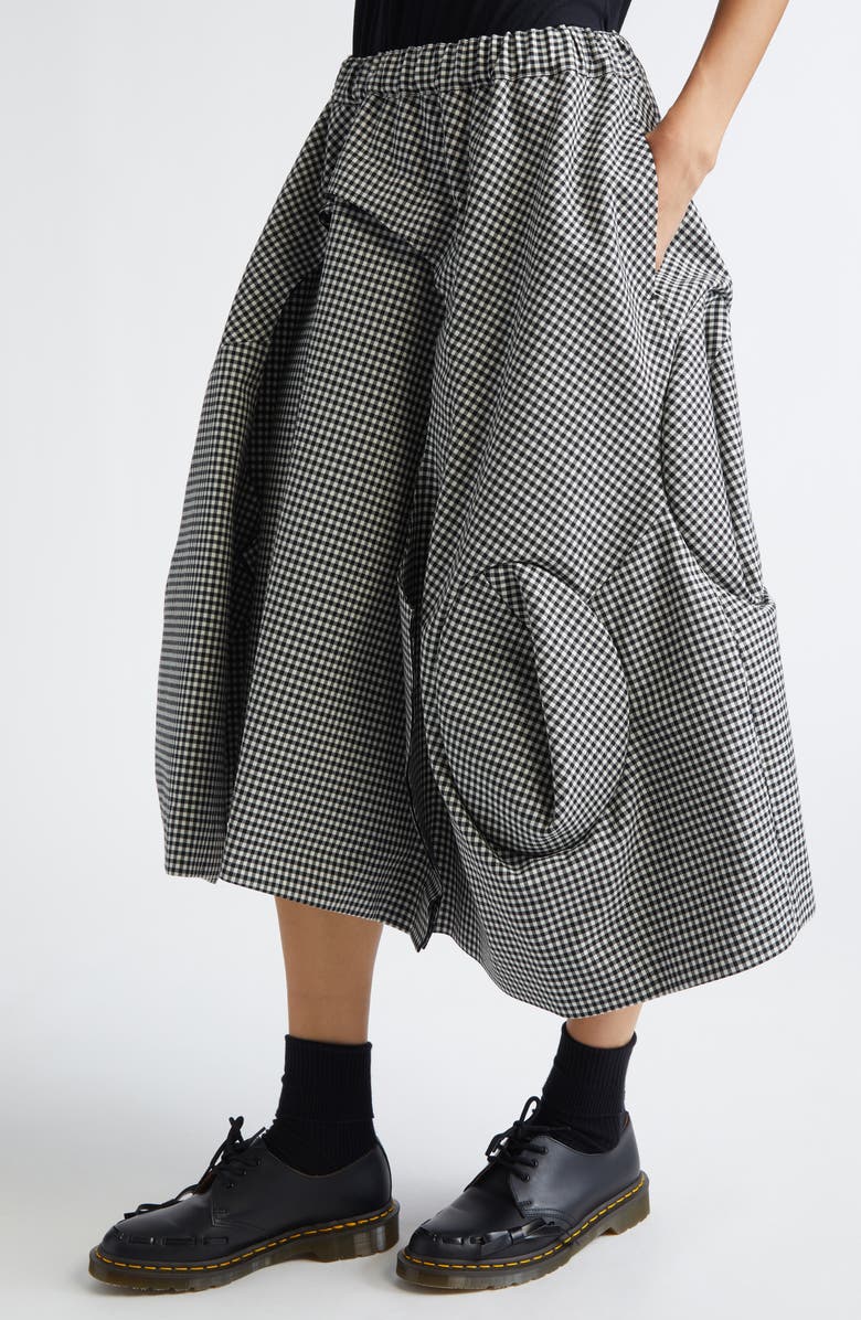 Comme des Garçons Gingham Wool Gabardine Skirt, Alternate, color, Black/ Ecru