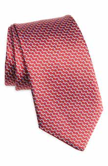 David Donahue Geometric Pattern Silk Jacquard Tie