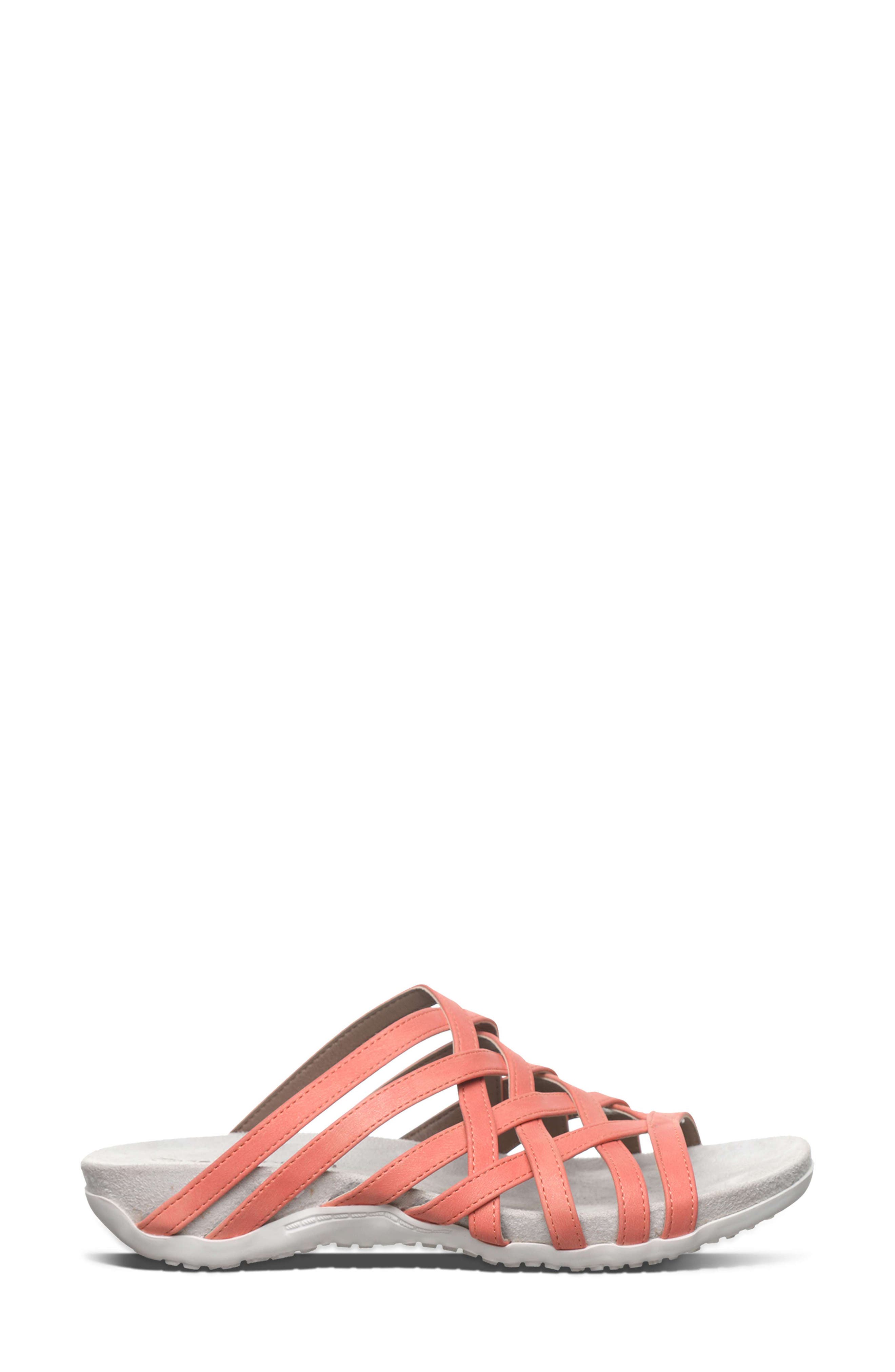 Zinnia Faux Leather Slide Sandal, Alternate, color, CORAL