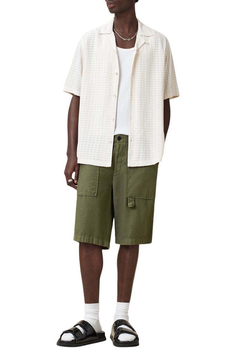 AllSaints Talbot Cotton Shorts, Alternate, color, Eden Green