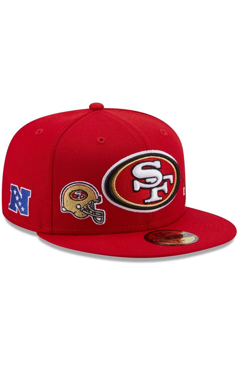 New Era Men's New Era Scarlet San Francisco 49ers Multi 59FIFTY Fitted Hat, Alternate, color,