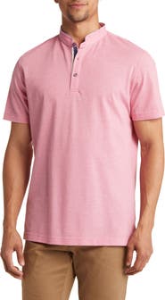 Lorenzo Uomo Trim Fit Band Collar Cotton Polo