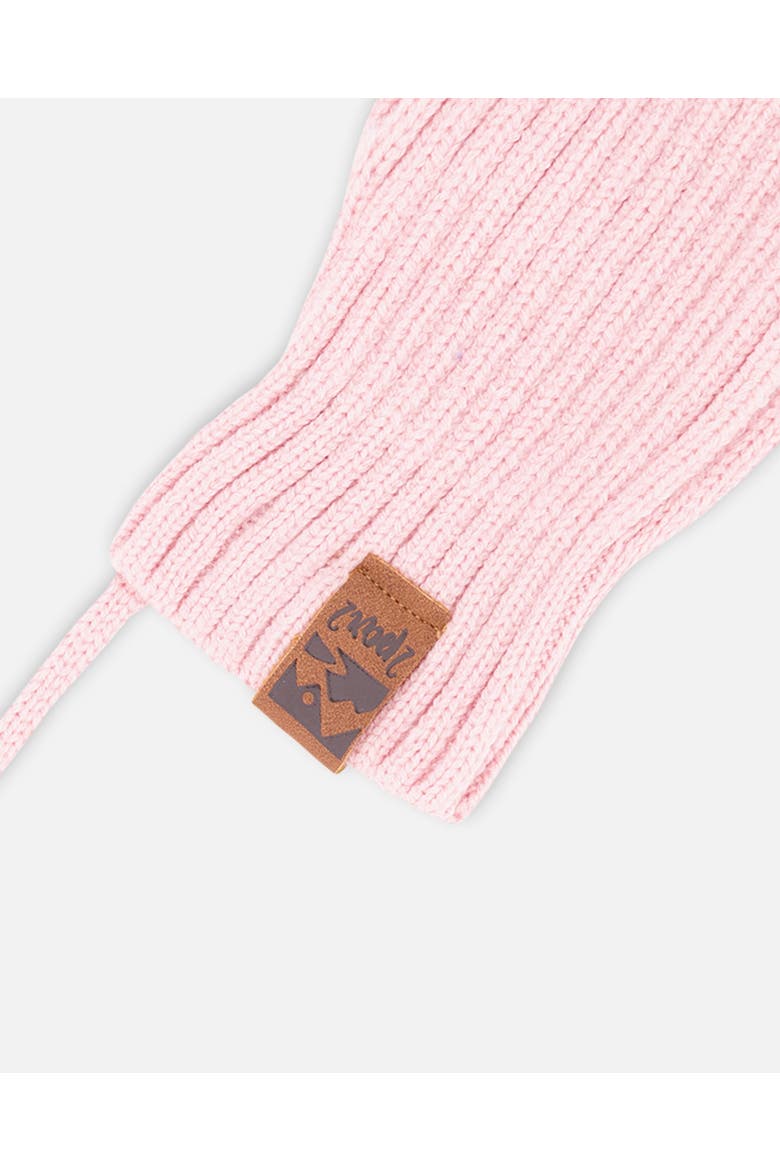 Girl Rib Knit Mittens with Cord, Alternate, color, Pale Rose