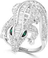 EFFY 14K White Gold Diamond, Natural Emerald Ring