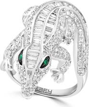 EFFY 14K White Gold Diamond, Natural Emerald Ring