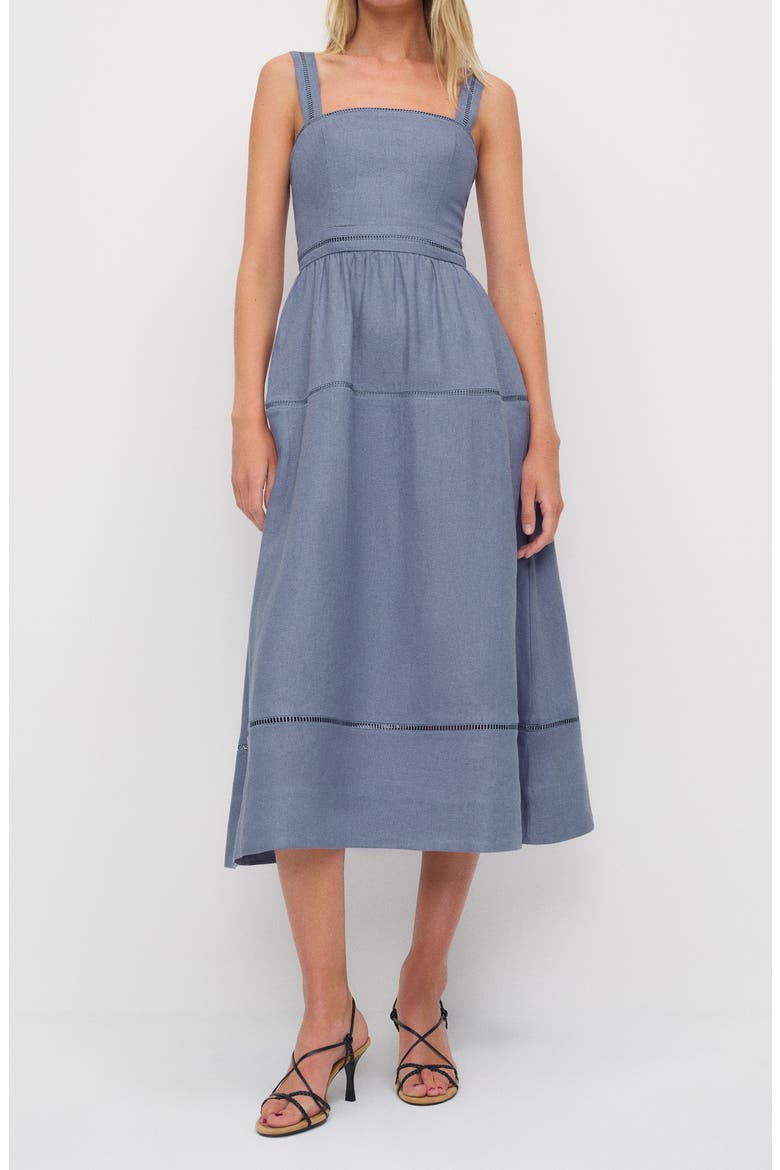 Everett Linen Midi Sundress, Main, color, CORNFLOWER