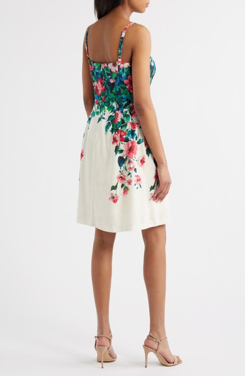 Tahari Asl Placed Floral Dress