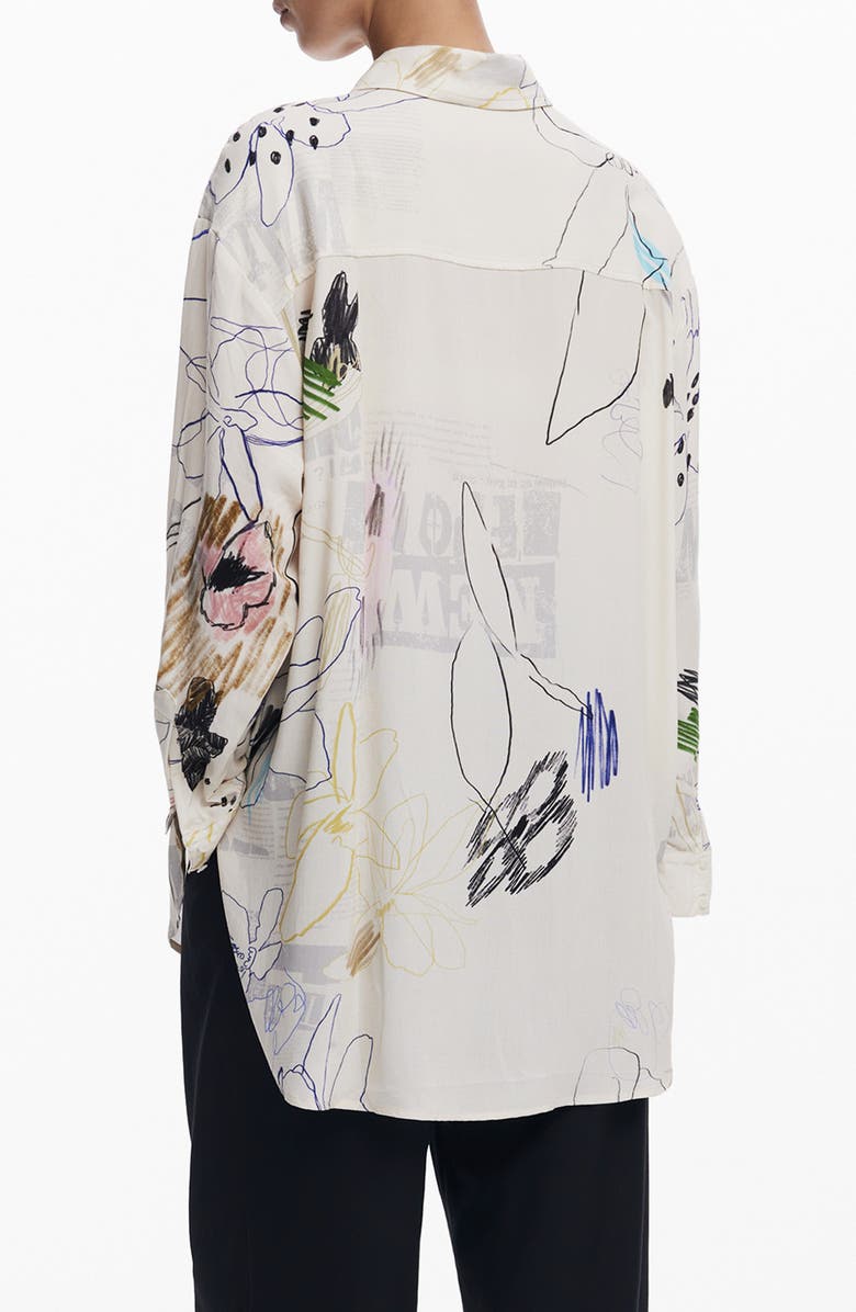 Desigual Long Sleeve Button-Up Shirt, Alternate, color, Light Beige