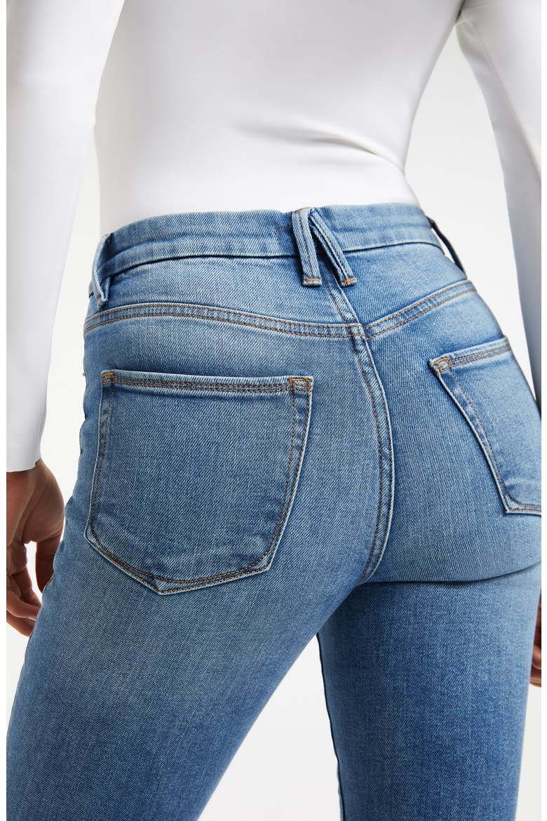 High Waist Raw Step Hem Skinny Jeans, Alternate, color, INDIGO201