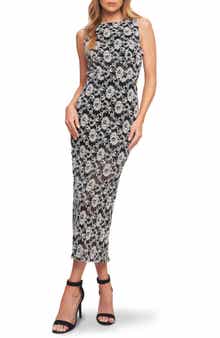 FLYING TOMATO Floral Sleeveless Stretch Lace Midi Dress