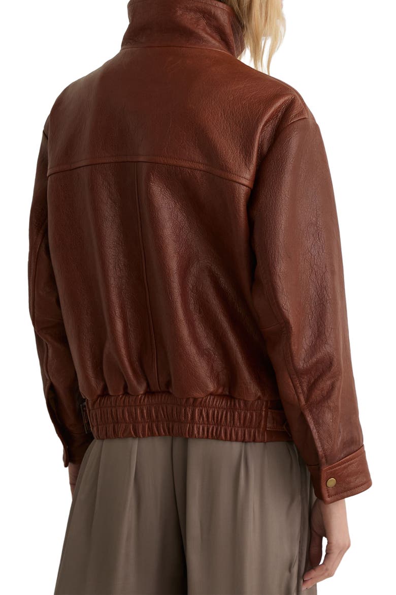 Petra Textured Leather Oversized Jacket, Alternate, color, CHESTNUT BROWN