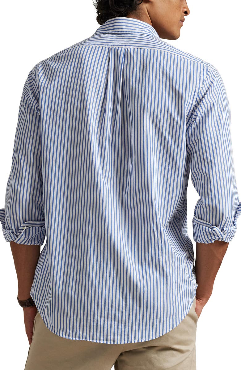 Polo Ralph Lauren Classic Fit Stripe Cotton Broadcloth Button-Down Shirt, Alternate, color, White/ Blue