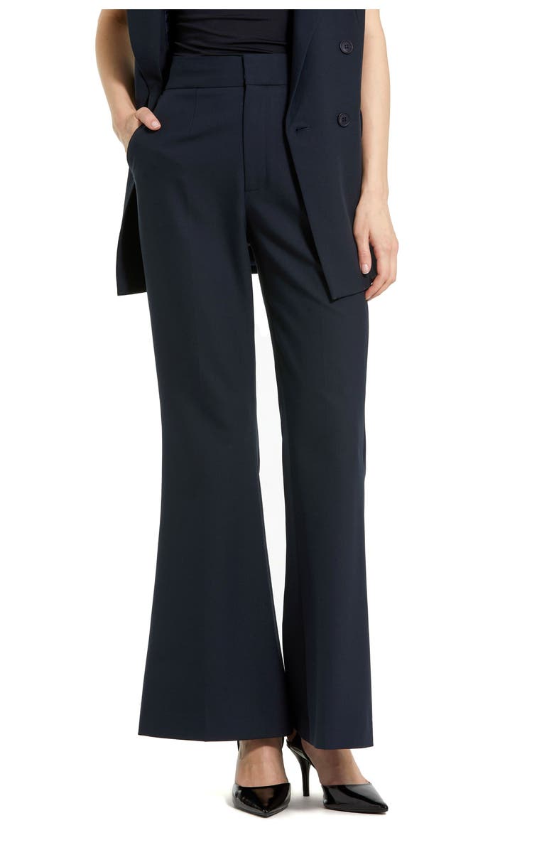 Mac Duggal Classic Crepe Flared Trouser Pant, Main, color, Navy