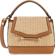 Strathberry Nano Mosaic Raffia & Leather Top Handle Bag