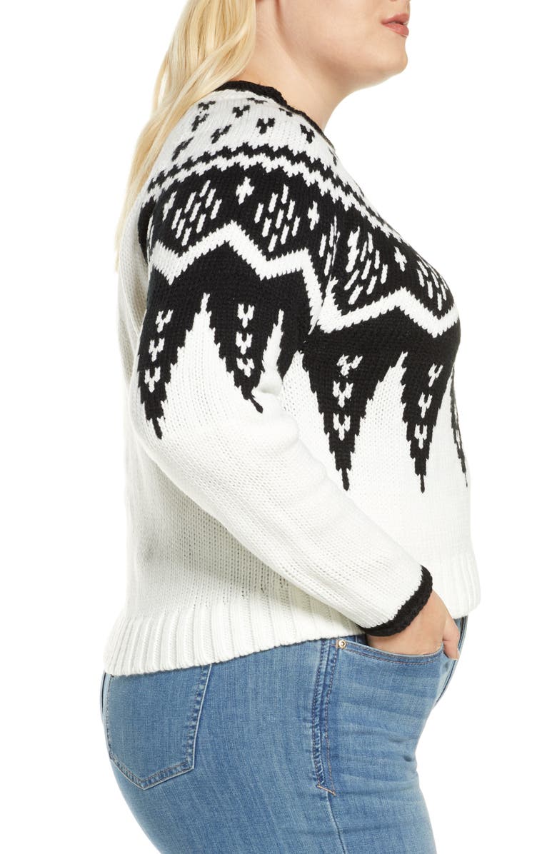 ELOQUII Fair Isle Crewneck Crop Sweater, Alternate, color, 