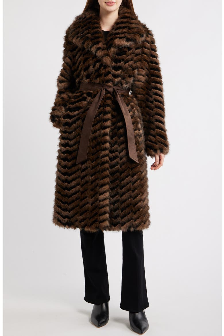 Faux Fur Coat, Main, color, BLACK/ BROWN MULTI COLOR
